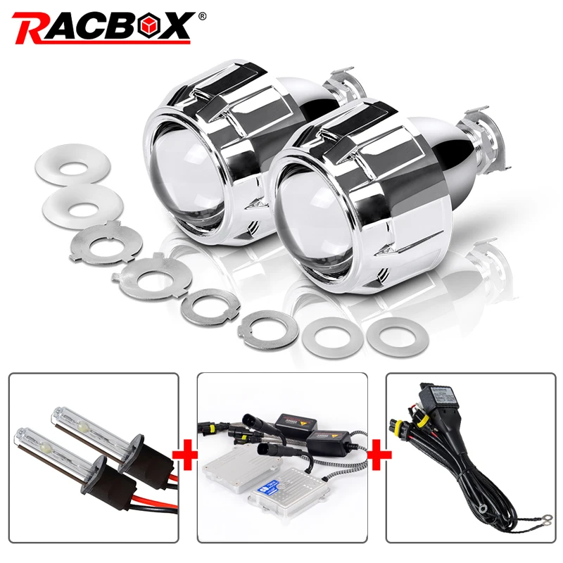 RACBOX 55 Вт 2,5 дюймов LHD RHD Биксенон HID проектор Объектив с кожухами H1 H4 H7 Мотоцикл авто фары комплект 4300K 6000K 8000K
