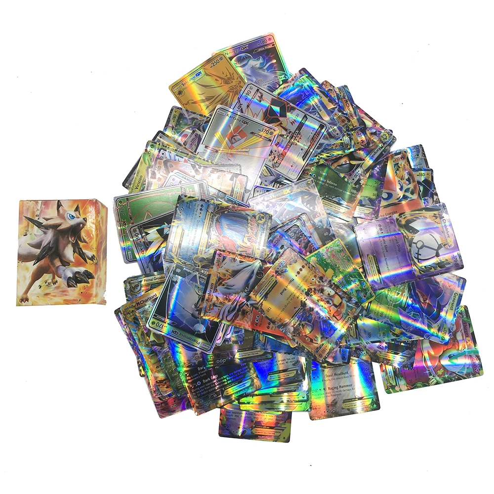 Блестящая карта Pokemon 100 шт. Обложка GX EX 3D щит для меча коллекционные подарки детей