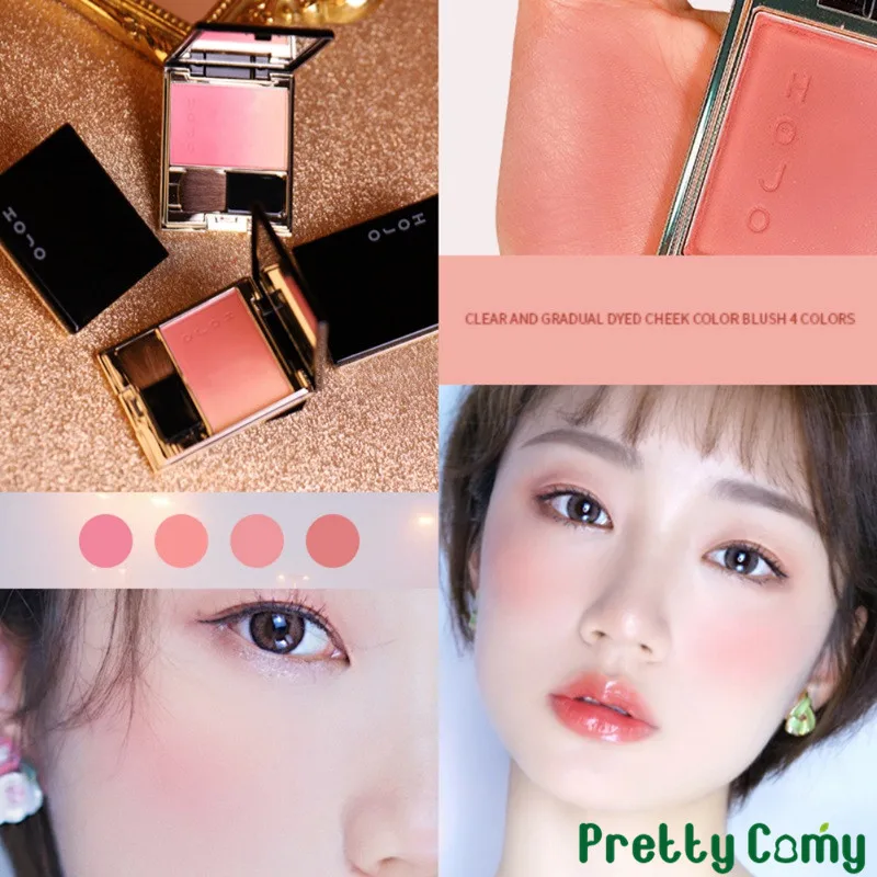 

Girl's Natural Makeup High Gloss Rouge One-Piece Plate With Makeup Brush Clear Gradient Blush Pink