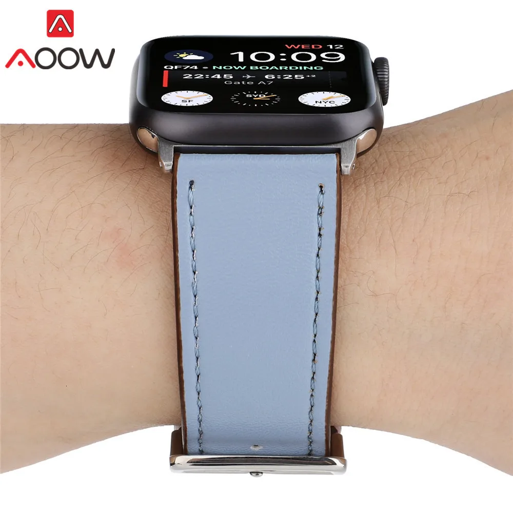 Ремешок для часов из натуральной кожи для Apple Watch 38 мм 40 мм 42 мм 44 мм Correa один тур круг браслет ремешок для iwatch 1 2 3 4