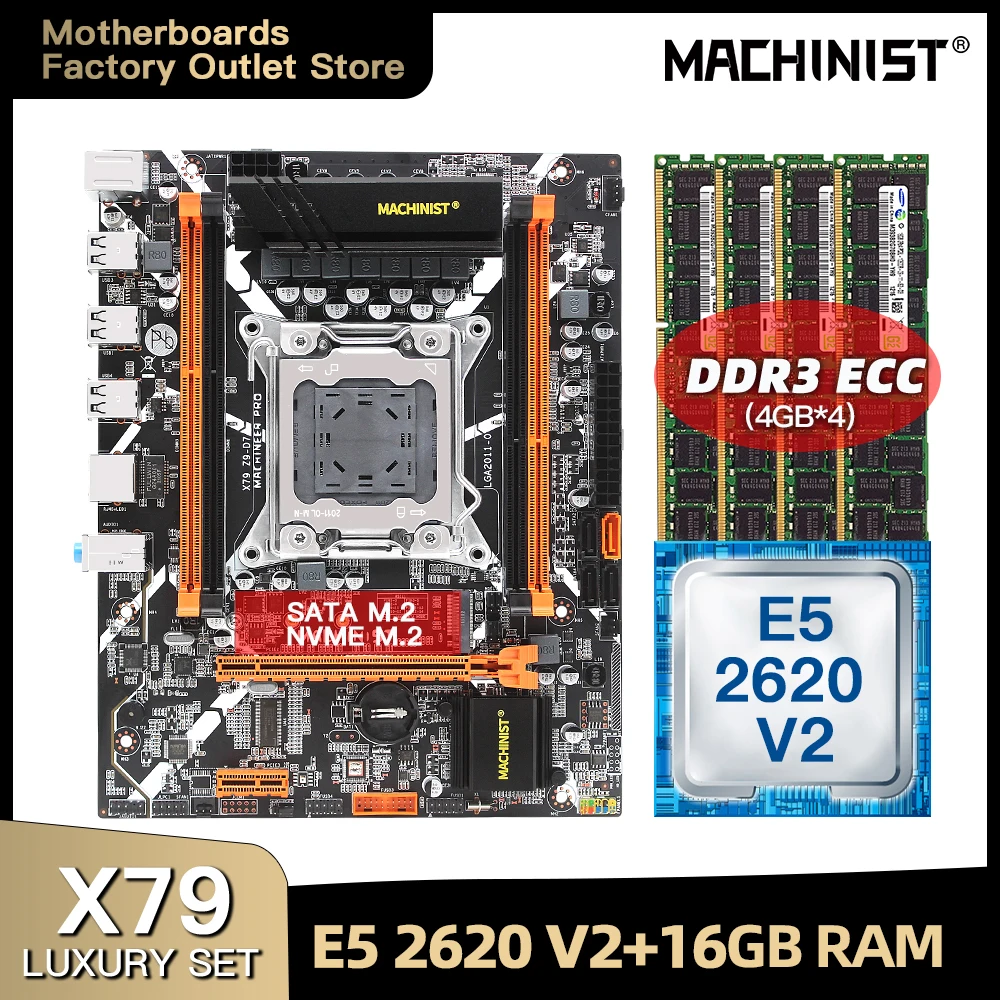 Bestellen X79 Motherboard LGA 2011 Set Kit Mit Intel Core E5 2620 V2 Prozessor DDR3 16GB(4*4GB)ECC RAM Speicher M.2 NVME M-ATX X79 Z9-D7