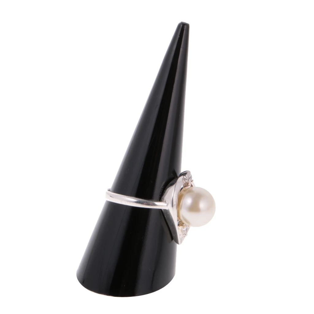 

10pcs Cone Shape Ring Display Counter Rack Black/White Organizer Showcase