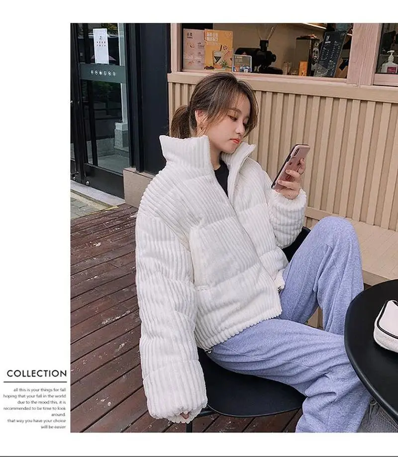 Autumn Winter Corduroy Basic Jeans Jacket Warm Lambswool Bomber Jacket Women Long Sleeve Jacket Casual Denim Jacket 2020 CL759