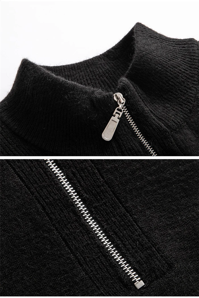 Зима мужской теплый шерстяной свитер бизнес мода Slim Fit Толстая водолазка свитер на молнии мужской бренд пуловер Одежда