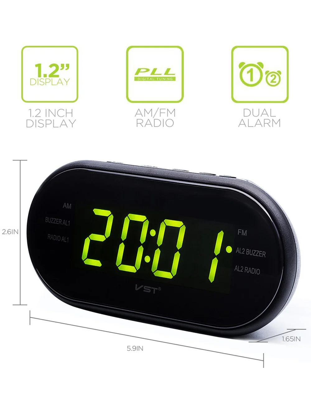 EAAGD светодиодный цифровой будильник AM/FM радио с Двойные сигналы сна и функция