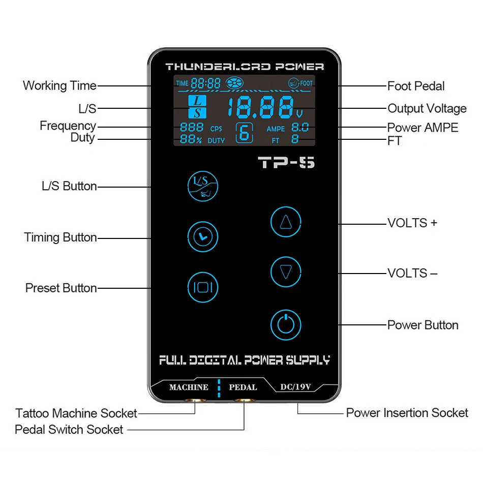 Татуировка Питание цифровой ЖК дисплей сенсорный Экран татуировки для катушки и