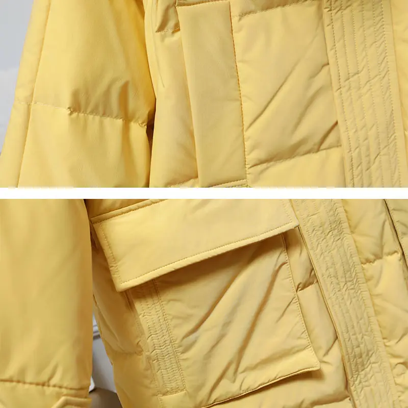 

2021 New Down Jacket Female Long Winter Down Coats Women Warm White Duck Down Parkas Coat Woman Big Fur Collar Hooded Down Coats