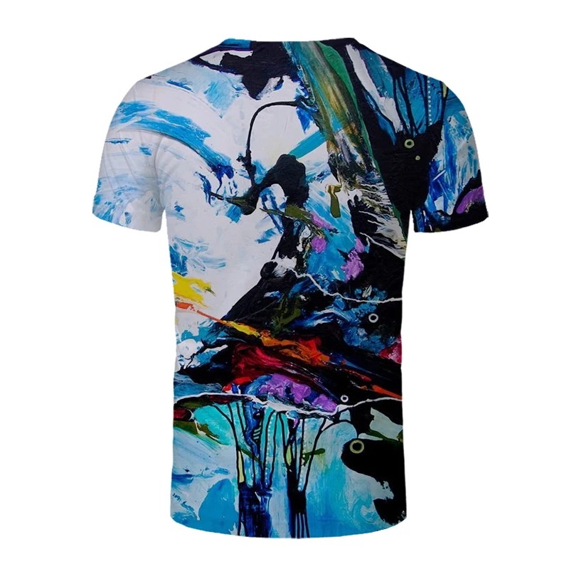 

Factory direct fashion summer men's t-shirt hand-painted ink painting 3d printing casual T-shirt men's clothing t-shirt for men