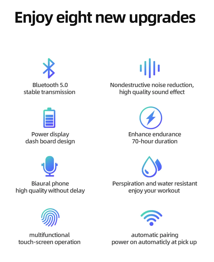 TWS 5,0, Bluetooth, беспроводные наушники, Hi-Fi, стерео наушники с шумоподавлением, свободные руки, Спортивная/игровая гарнитура с микрофоном