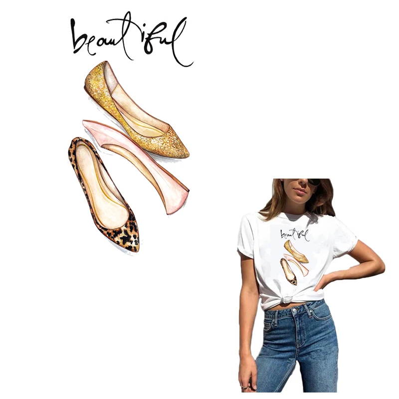 Модные европейские нашивки на высоких каблуках с водяной росписью термоклейкие