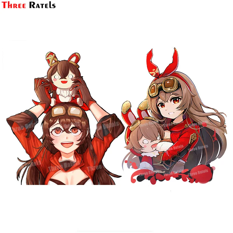 

Three Ratels A220 Amber And Baron Bunny Genshin Impact Vinyl Decal Anime Car Styling Waterproof Accessories Decortive Sticker