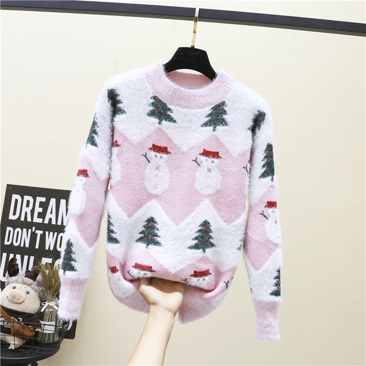 

Lovely Christmas tree sweater female students girlfriends pullover knitted out wear
