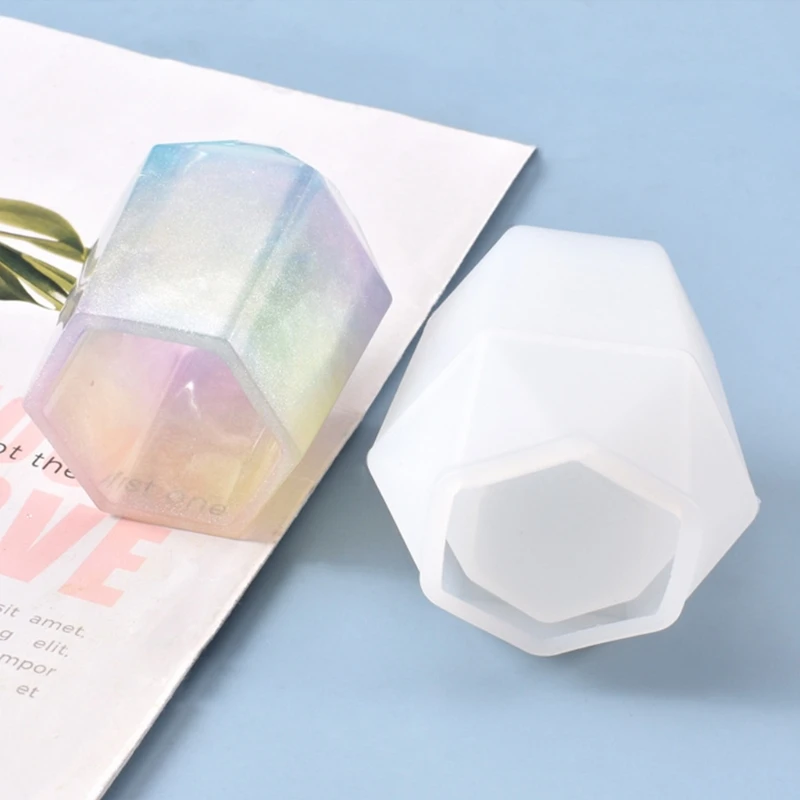 

Hexagon Pen Holder Silicone Mold Epoxy Resin Casting Crafts DIY Making Mould K3KB