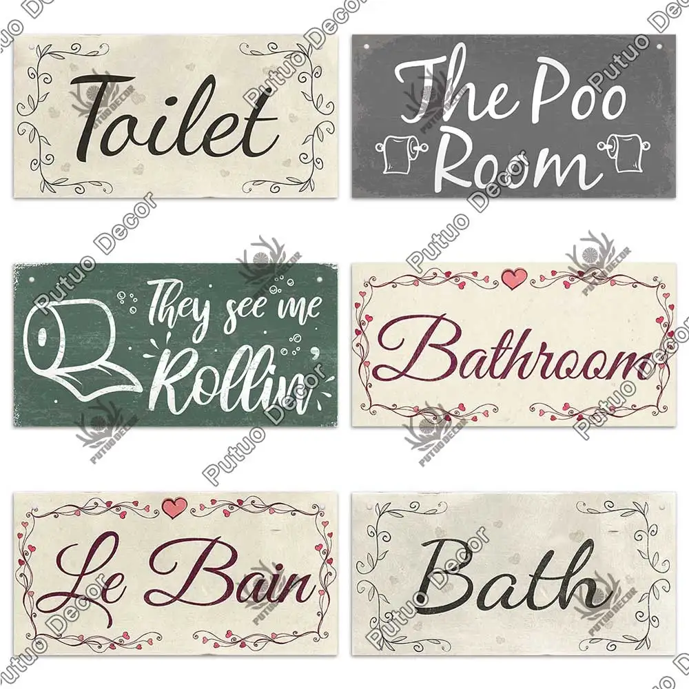 putuo decor toilet signs wooden hanging plaque decorative plaque for toilet door hanging sign wood in bar pub beach home decor free global shipping