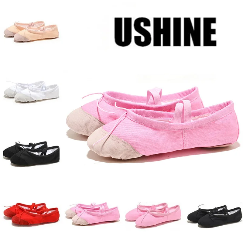 

USHINE EU22-45 Cloth/Leather Head Yoga Slippers Teacher Gym Indoor Exercise Canvas Ballet Dance Shoes Children Kids Girls Woman