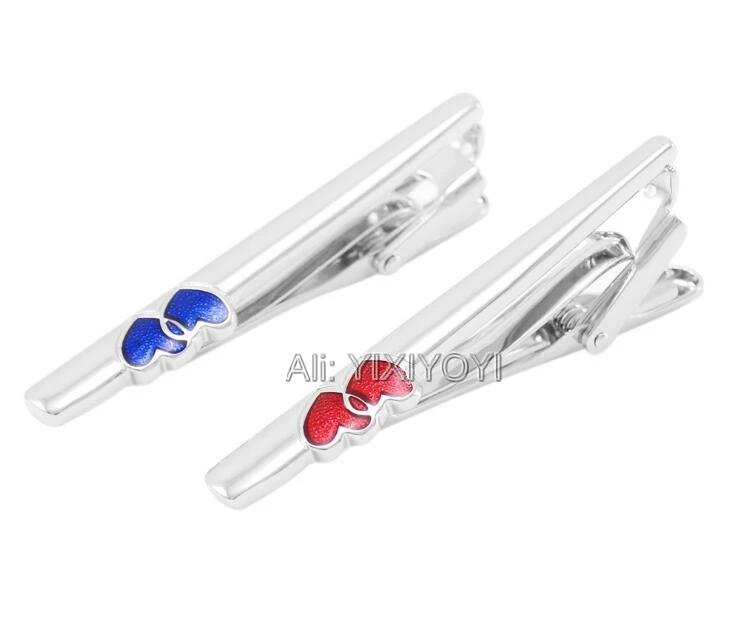 

YIXIYOYI Men's Metal Red Blue Soft Enamel Heart Tie Clip Pin Clasp Top Quality Necktie Pin Tie Clip Business Wedding Gifts
