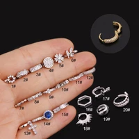 1pc cz flower cross hoop earrings for women cartilage helix tragus daith conch rook snug lobe earring piercing jewelry