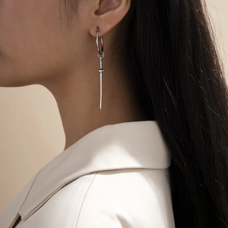 Серьги-подвески в винтажном стиле женские креативный дизайн сплав нож катана меч