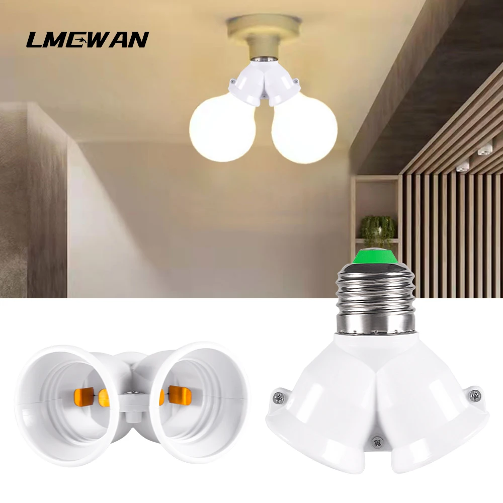 

LED base light bulb socket E27 to 2-E27 converter Y-shaped distributor adapter e27 socket bedroom living room home lighting