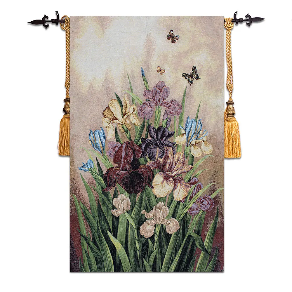 

Belgian Wall Hanging Tapestry Rural Realistic Classic Nostalgic Decorative Murals Flowers Retro Home Painting Fabric Work