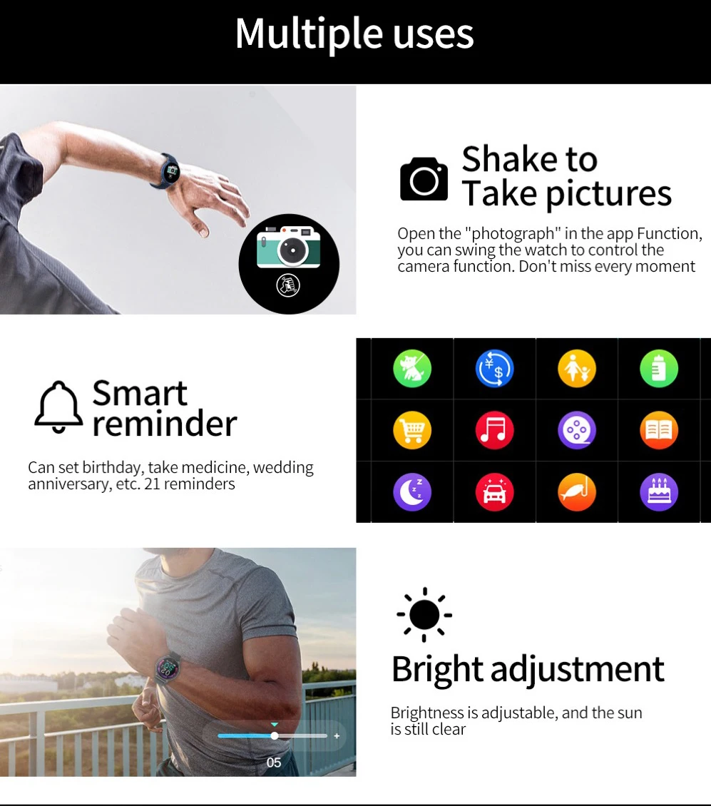 Новинка SENBONO Smartwatch водонепроницаемый монитор кровяного давления сердечного ритма фитнес-трекер для мужчин и женщин Смарт-часы для IOS Android