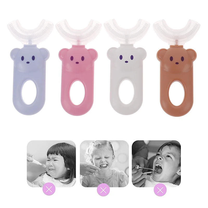 

1 шт., U-образная Детская зубная щётка с мультяшным медведем