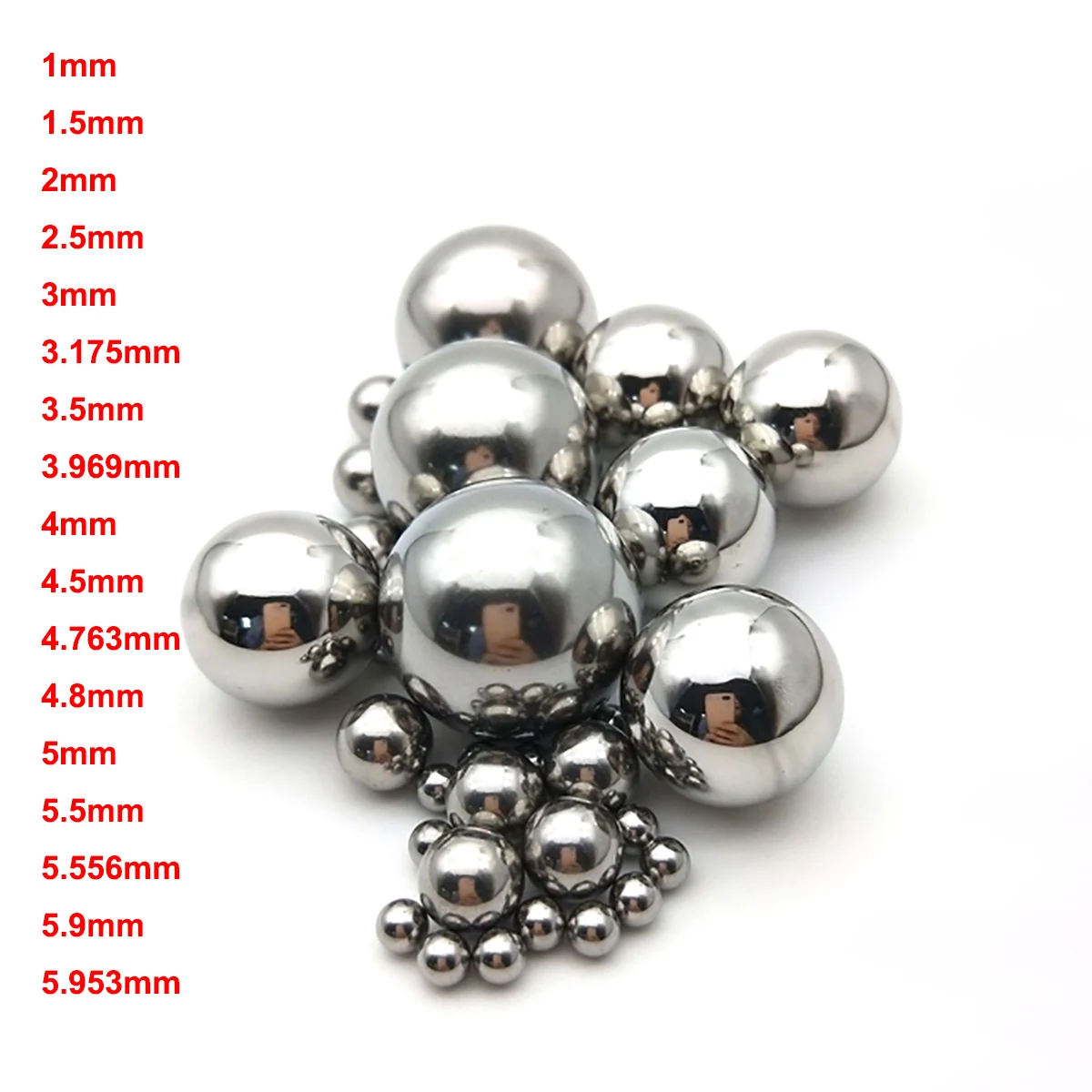 100pcs 1mm-5.953mm High Precision Bearing Balls GCR15 Bearing Steel Smooth Solid Ball for Linear Slider Ball Screw Ball Bearing