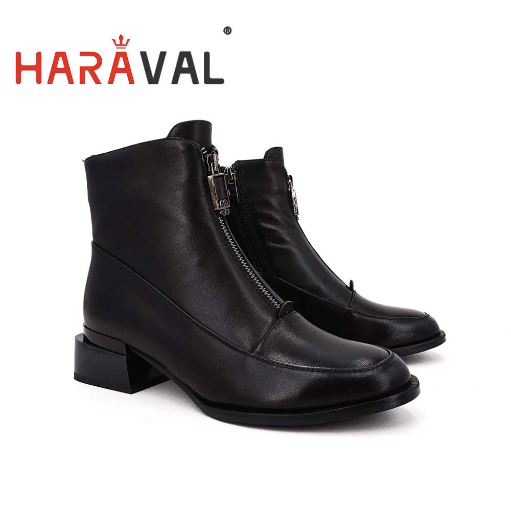 Женские ботильоны из натуральной кожи HARAVAL модные ковбойские ботинки на низком