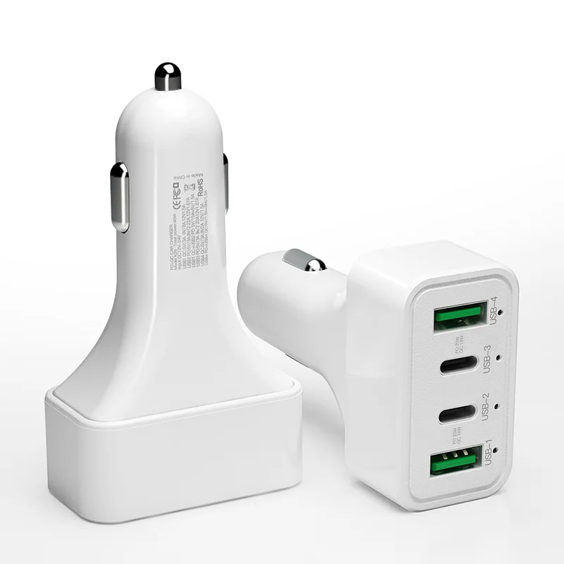 

40w 4 Ports Pd And Dual Qc3.0 Type C Mobile Phone Car Fast Charger Mutifunction Usb Quick Chargers For Iphone Samsung Xiaomi