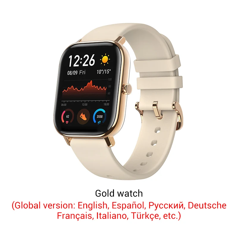 Gold color Xiaomi Amazfit GTS Smartwatch 341PPI AMOLED дисплей 5 атм водонепроницаемый 14 дней батарея gps управление музыкой - Цвет: Gold color