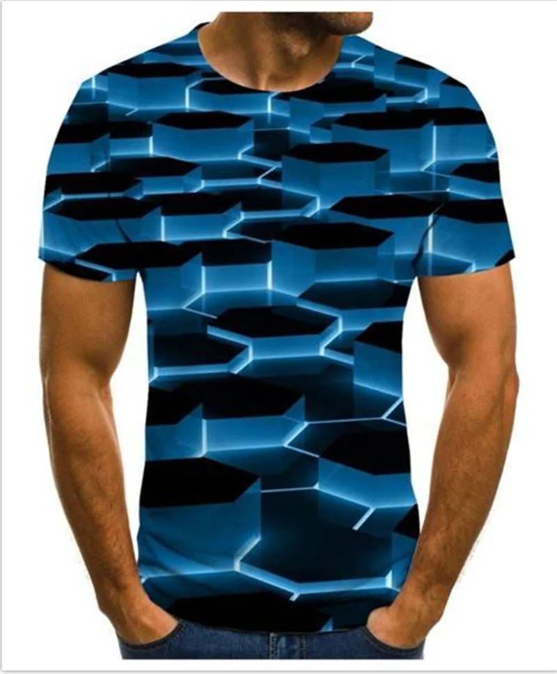 

2021 Summer 3D Men/Women Three-Dimensional Swirl Ripple Printing T-shirt Breathable Polyester Fiber O-neck T-shirt Size 100-6XL
