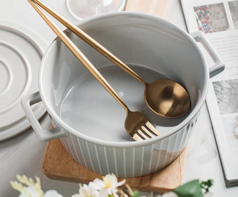 Суповая миска с крышкой в скандинавском стиле кухонные инструменты керамическая