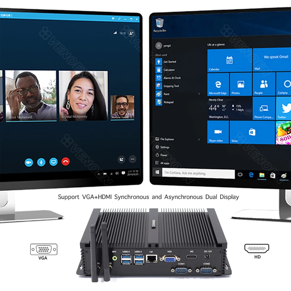 Промышленный компактный мини ПК Intel Core i5 5250U i3 6157U Celeron 1007U серия порт HDMI VGA 4K завод