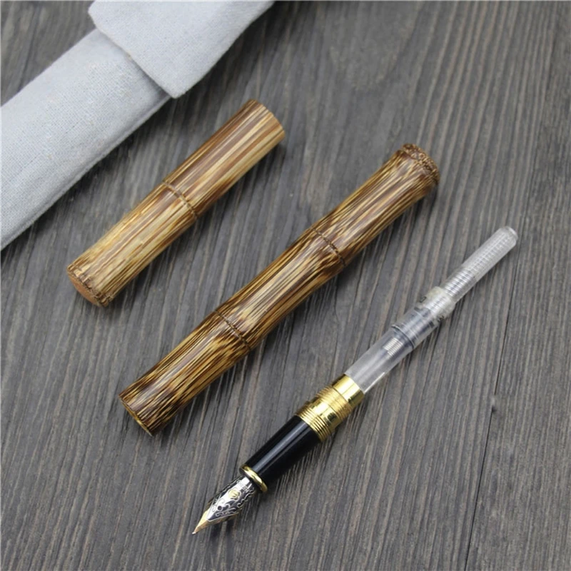 

Handmade Bamboo Fountain Pen Ink Pen Art Fountain Pen F Nib Office Writing Gift