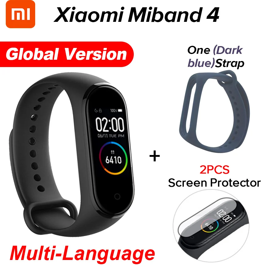 Glo Dak Blue N Film Xiaomi mi Band 4 Smart mi band 4 Цвета экран Браслет фитнес-трекер для измерения сердечного ритма Bluetooth 5,0 водонепроницаемый банда4 - Цвет: Glo Dak Blue N Film