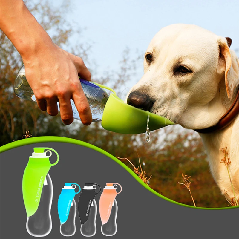 

580ml Portable Pet Dog Water Bottle Soft Silicone Leaf Design Travel Dog Bowl For Puppy Cat Drinking Outdoor Pet Water Dispenser