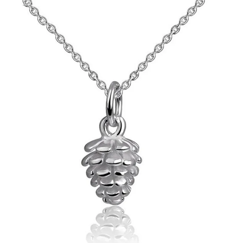 

Real Silver Color Jewelry Creative Exquisite Pine Cone Clavicle Necklace for Women Mori Girls Colar Gifts Female SN236