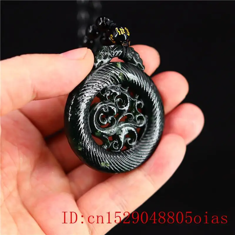 Нефритовый Феникс кулон ожерелье очарование Натуральный китайский амулет Мода