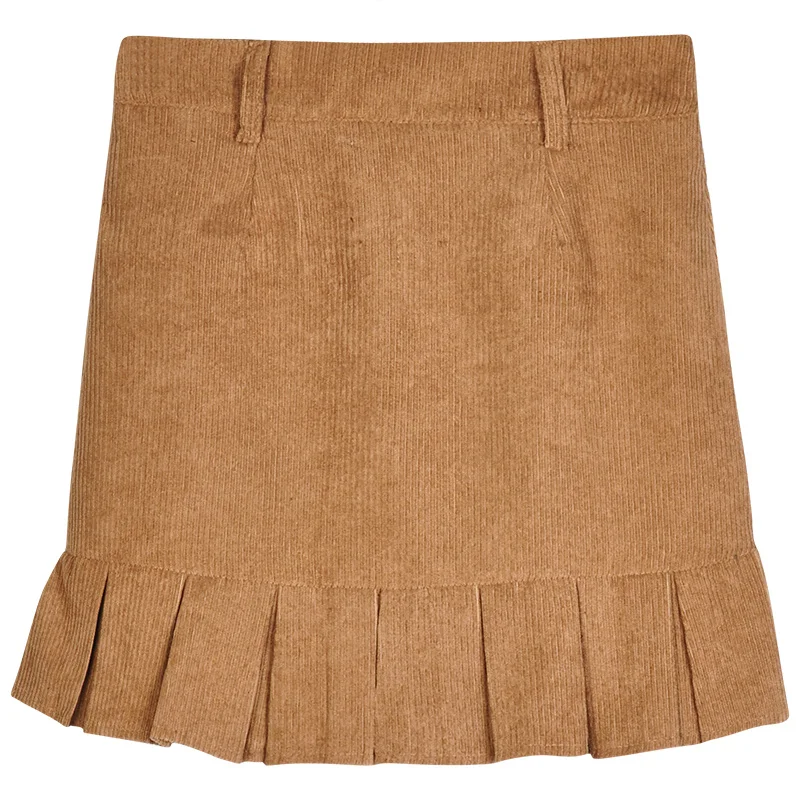 Женская Вельветовая плиссированная юбка маленькая для осени и зимы 2021 | одежда