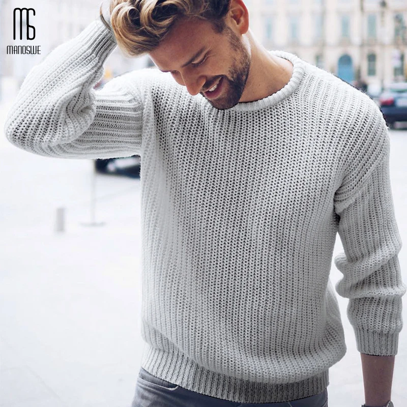 Мужской вязаный джемпер Manoswe Черный Теплый Повседневный пуловер платье свитер