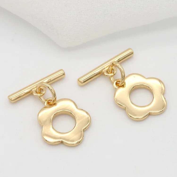 

4 компл 13x18 мм 14K золотой Цвет с латунным покрытием браслет с цветком O шарнирно-Рычажная Застежка Высокое качество аксессуары для изготовлен...