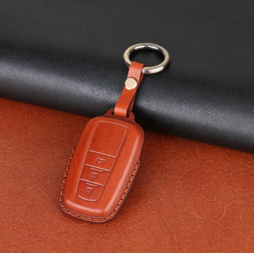Автомобильный чехол для ключей из натуральной кожи с 3 кнопками|Футляр