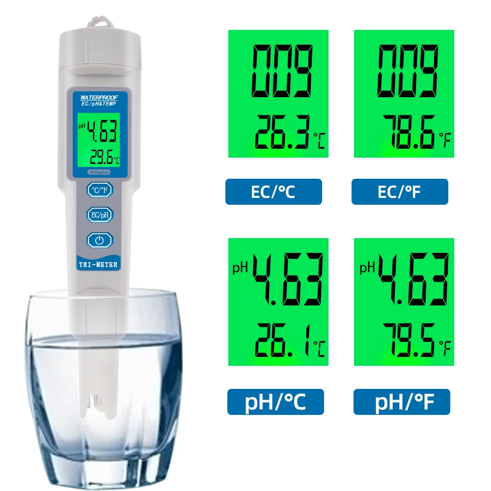 

3 in 1 PH&EC Meter temperature Waterproof Tester Potential Analyzer 0.01 Water Quality Purity Automatic Calibration 20%Off