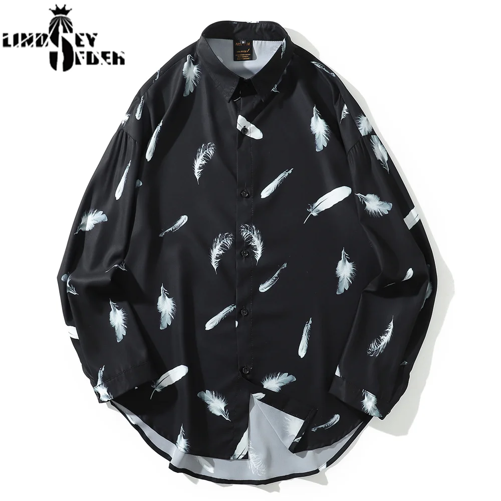 Мужская рубашка в винтажном стиле Модные свободные рубашки хип-хоп Harajuku с