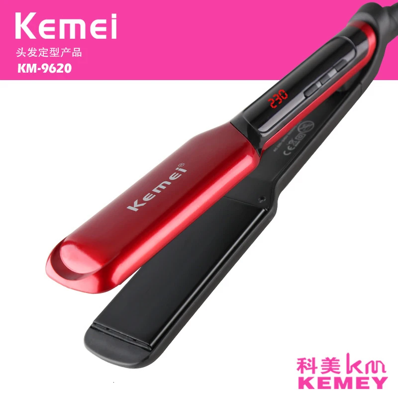 Kemei Профессиональный плоский утюжок для выпрямления волос завивка, укладка инструменты выпрямитель cabelo ЖК-дисплей Выпрямители