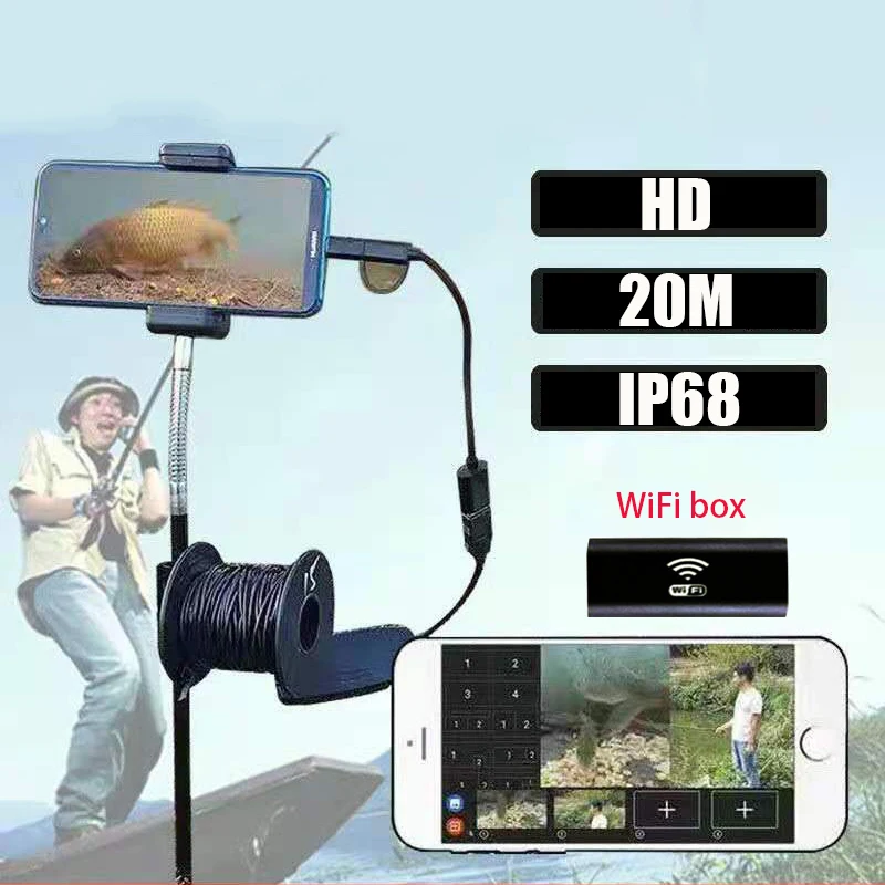 Подводная камера для рыбалки 20 м WiFi визуальное рыболовное устройство