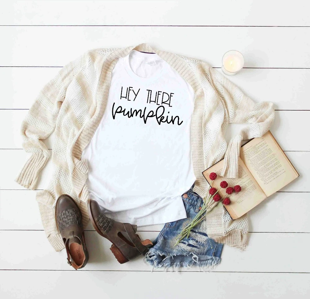 Футболка Hey There с изображением тыквы женская модная футболка со слоганом простой