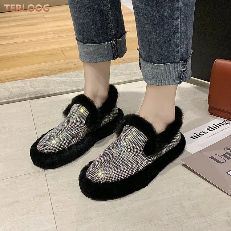 Зимние женские Туфли без каблуков ботильоны женская обувь круглый носок на