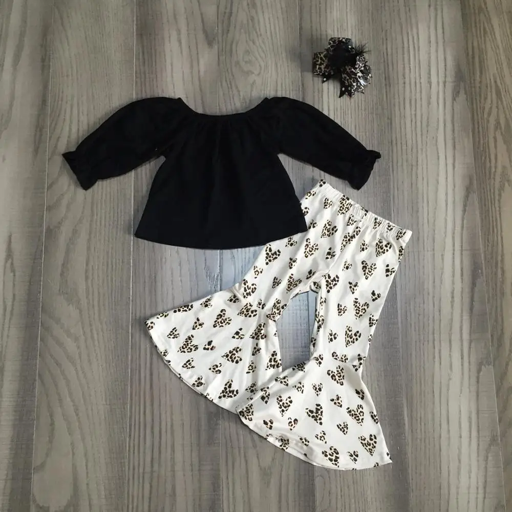 Весенне-зимняя одежда ко Дню Святого Валентина детская из хлопка черный топ в