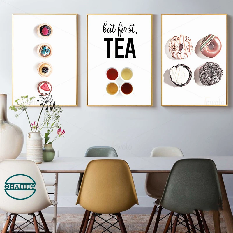 

Donuts Dessert Coffee Tea Wall Art Canvas Painting Posters And Prints Wall Pictures For Kitchen Restaurant Room Decor Unframed